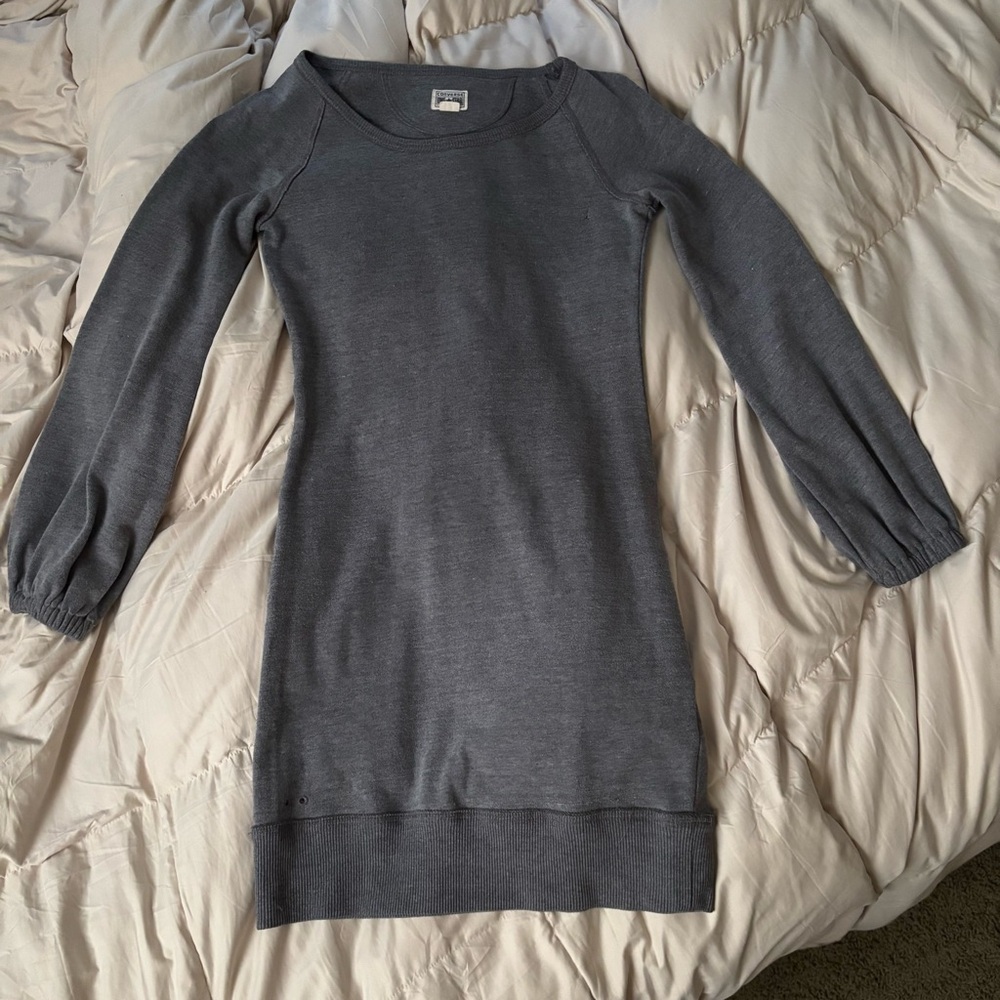 Converse Gray Long Sleeve Sweatshirt Mini Dress Balloon Sleeve Bodycon Size XS